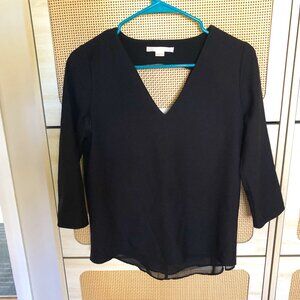 c&e XS Black Mid Sleeve Peek a Boo Blouse Top